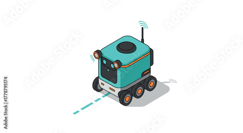 Autonomous delivery robot on wheels with wireless connectivity