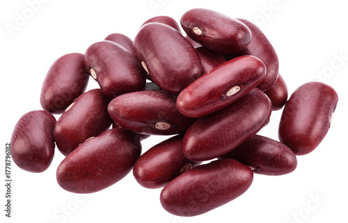 Red kidney beans on white background. File contains clipping paths.