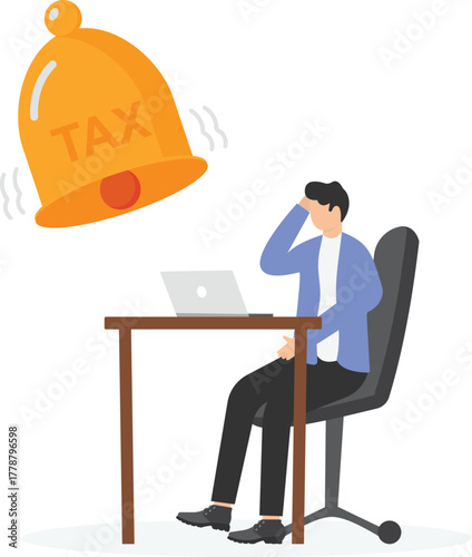 Individual income tax payment notification, revenue calculation for withholding tax, reminder from government concept.
