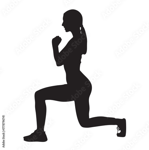 Lunges Exercise - Silhouette of a Woman Doing Lunges