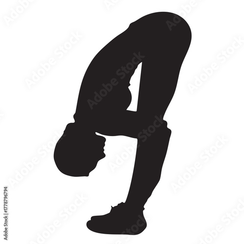 Standing Forward Bend Silhouette, isolated on white background.
