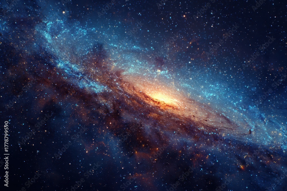 Fototapeta premium Vibrant galaxy nebula showcasing cosmic beauty with swirling colors and bright stars in the vastness of space