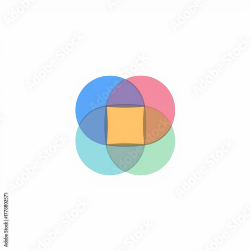 Overlapping Pastel Circles Forming Abstract Symmetric Geometric Diagram