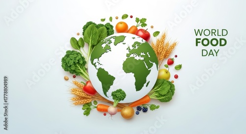 World Food Day Celebration with Earth and Fresh Produce.