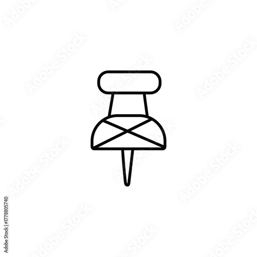Push Pin Vector Icon Office Stationery Illustration