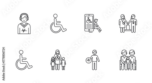 Disability accessible technology and inclusive family support icons
