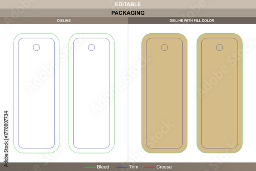 Keychain dieline designed through vector accuracy refining printing balance packaging outline detailed die line cut supports durable shape for custom key holder product