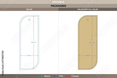 Polygon bookmark dieline formed through detailed vector tracing improving printing consistency packaging cut die line layout maintains symmetrical polygon reading accessory