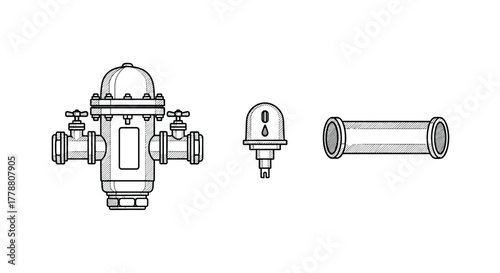Detailed blueprint of plumbing components for industrial systems