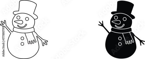 snowman  icon vector graphic illustration  with white background flat hand made icon fill icon .