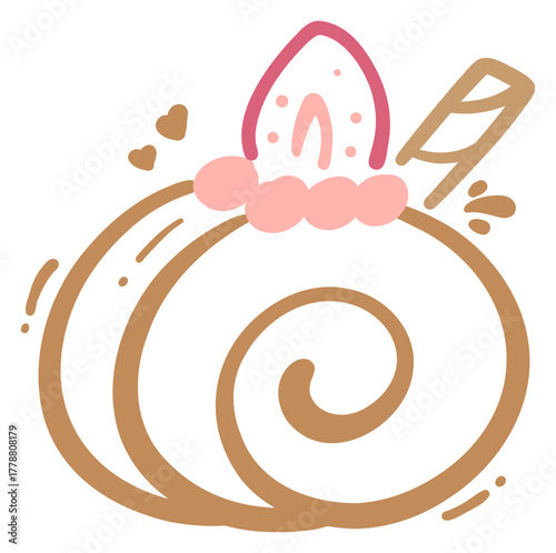cute swiss roll dessert cartoon sticker