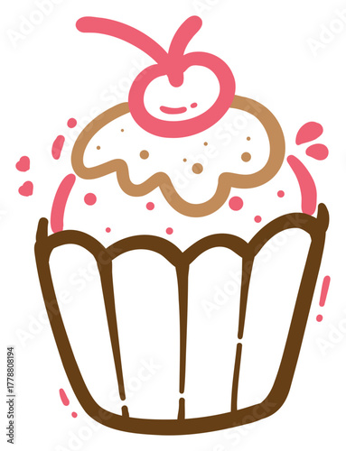 Cute Cake with Cherry Topping sticker