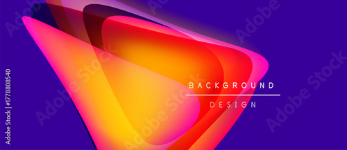 Abstract vibrant layers create dynamic gradient. Purple, orange, red hues blend seamlessly. Text reads background design. Modern visual presentation.