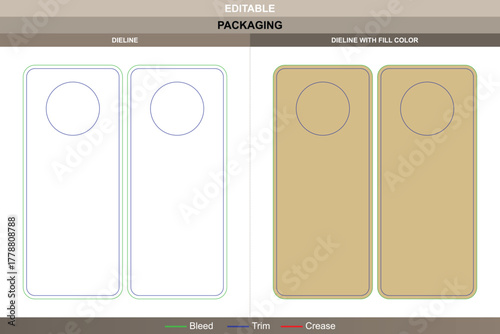 Door hanger dieline produced through precise vector planning refining printing stability packaging outline die line structure builds reliable signage template alignment