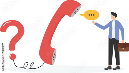 A businessman talks on the phone, thinking about an unknown call, 
