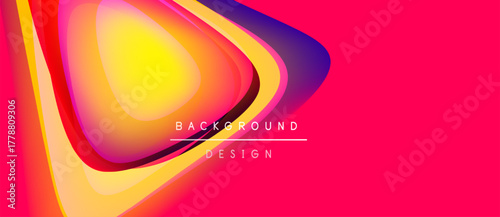 Abstract vibrant layers create dynamic composition. Colors blend, forming flowing shapes over pink backdrop. Modern design element.