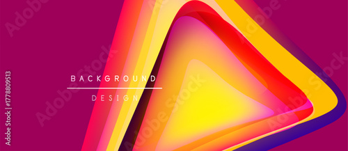 Abstract vibrant design. Layers create dynamic visual effect. Gradient colors blend, forming modern background. Bold shapes suggest movement, energy.