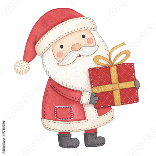 Patchwork Santa with Giftbox Christmas
