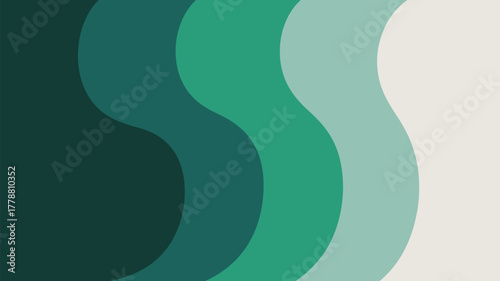 Abstract illustration featuring wavy lines in shades of green and white color palette design style