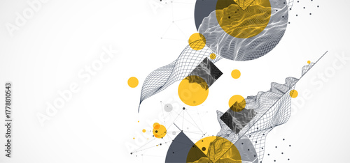 Modern science and technology background. Abstract wireframe art. Vector.