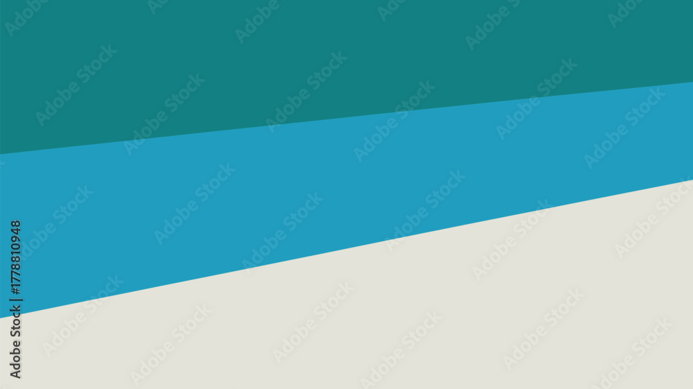 Obraz premium A simple background featuring three diagonal bands of teal blue and off white color blocks design