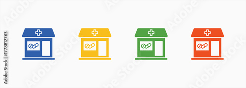 Pharmacy Icon Set Color Multiple Style Collection