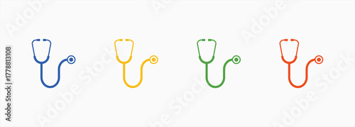 Stethoscope Icon Set Color Multiple Style Collection