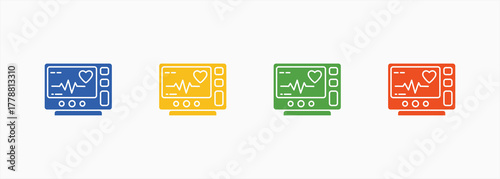 Ecg Monitor Icon Set Color Multiple Style Collection