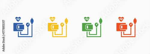 Sphygmomanometer Icon Set Color Multiple Style Collection