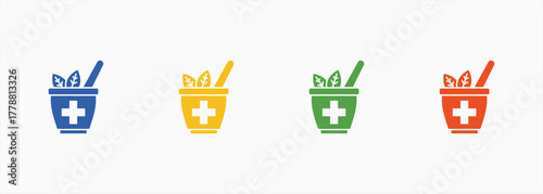 Herbal Medicine Icon Set Color Multiple Style Collection