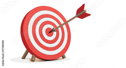 Red and white target with arrow bullseye on white background