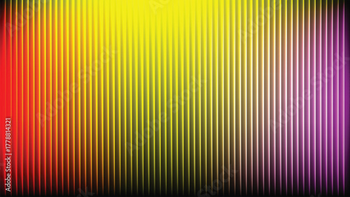 Art Abstract colorful background with  black stripes, bright colorful yellow, pink gradient. Ribbed abstract color gradation texture, sphere noise effect. Corrugated background with luminous ridges.