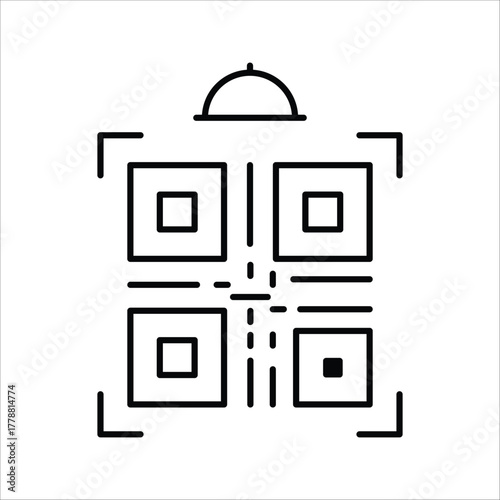 Innovative QR code technology integrated with a food cloche icon, symbolizing quick and efficient access to restaurant menus or culinary services