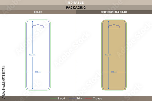 Bookmark dieline designed through vector alignment refining printing tone packaging outline die line fold builds slim flat structure perfect for stylish paper mark product