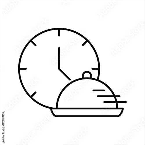Streamlined Food Service Icon Demonstrating Rapid Meal Preparation and Delivery, Emphasizing Efficiency and Punctuality in Gastronomic Offerings