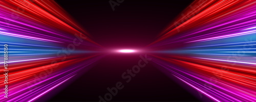 Neon ribbons twist and curve, creating abstract shapes with glowing edges. Motion trails suggest high-speed energy. Perfect for futuristic digital art.