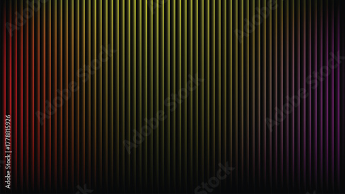 Abstract colorful background with  black stripes, dim colored gradient. Ribbed abstract color gradation texture, sphere noise effect. Corrugated background with luminous ridges.