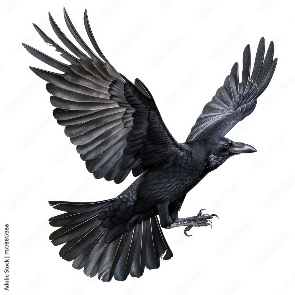 Naklejka premium Illustration of Crow on White Background.