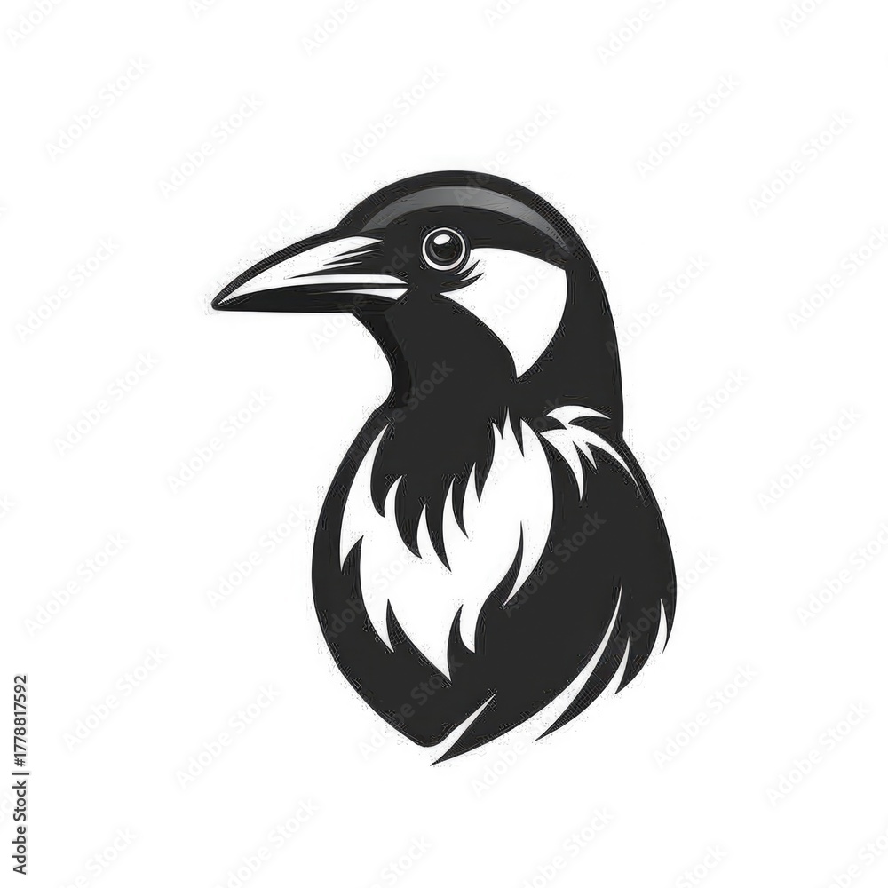 Obraz premium Illustration of Crow on White Background.