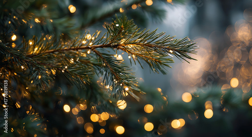 a close-up of the branches and leaves of an evergreen tree