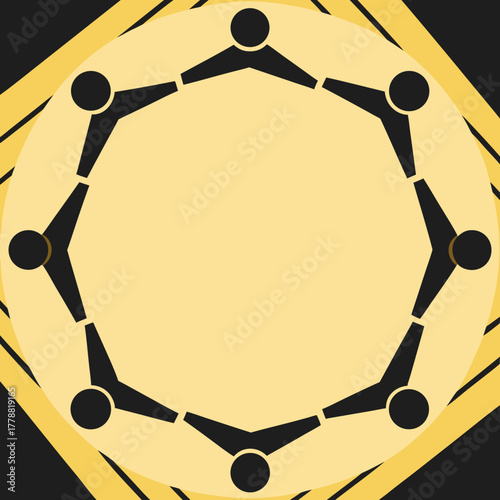 Abstract illustration of diverse people holding hands in a circle  