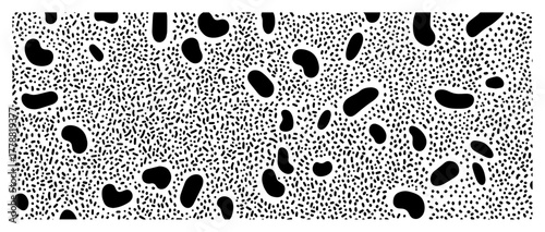 Seamless abstract pattern with organic blobs and dots vector background minimalist hand drawn texture