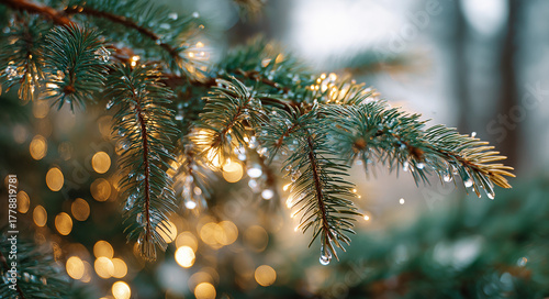 a close-up of the branches and leaves of an evergreen tree