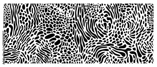 Abstract mixed animal print seamless pattern with zebra stripes and leopard spots vector background