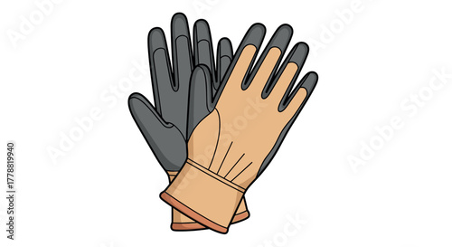 Realistic protective gloves pair for gardening and work safety