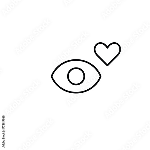 Eye and heart. Caring for vision, trusted insight. Pixel perfect, editable stroke vector icon