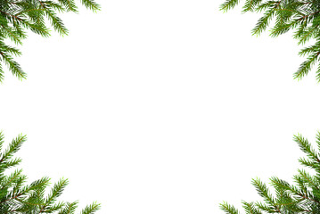 Christmas frame with fir branches isolated on a transparent background, png