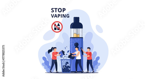 Flat vector illustration about stop vaping awareness