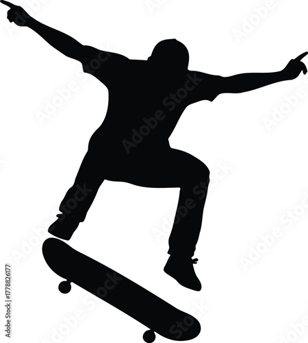 Dynamic illustration of a person performing a complex acrobatic trick with vibrant colors and sharp lines suitable for sports or entertainment themes