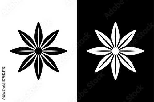 Stylized Star Anise Spice Icon. Silhouette Logo Design Vector on White Background